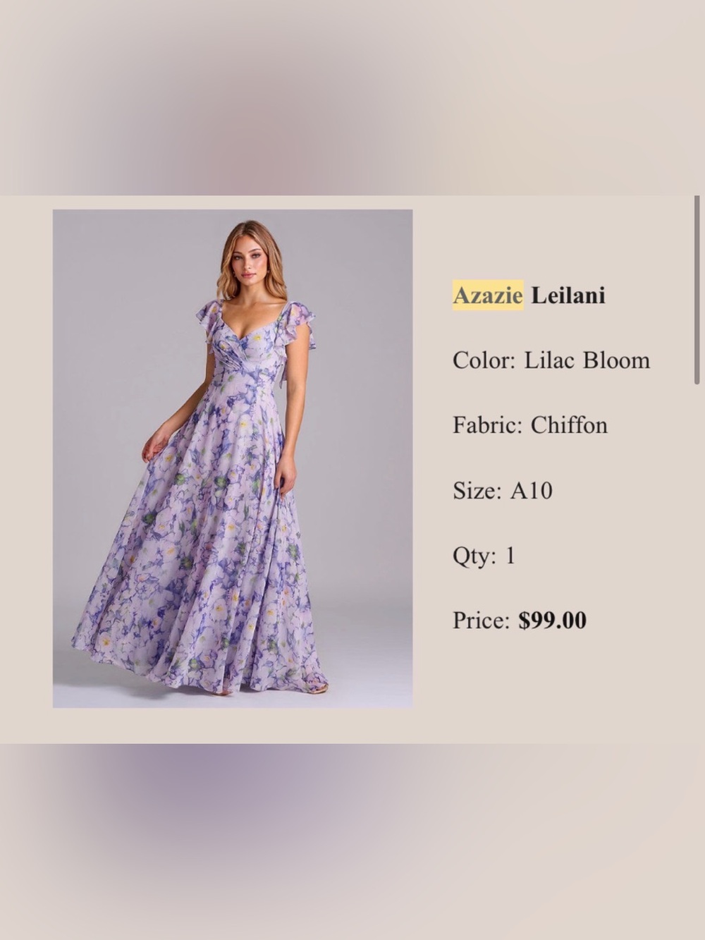 Azazie Lilac Bloom Floral Chiffon Maxi Dress